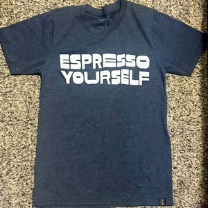 Palmer Cash Espresso Yourself Graphic Tee, from Starbucks Reserve. Size S. NWOT.